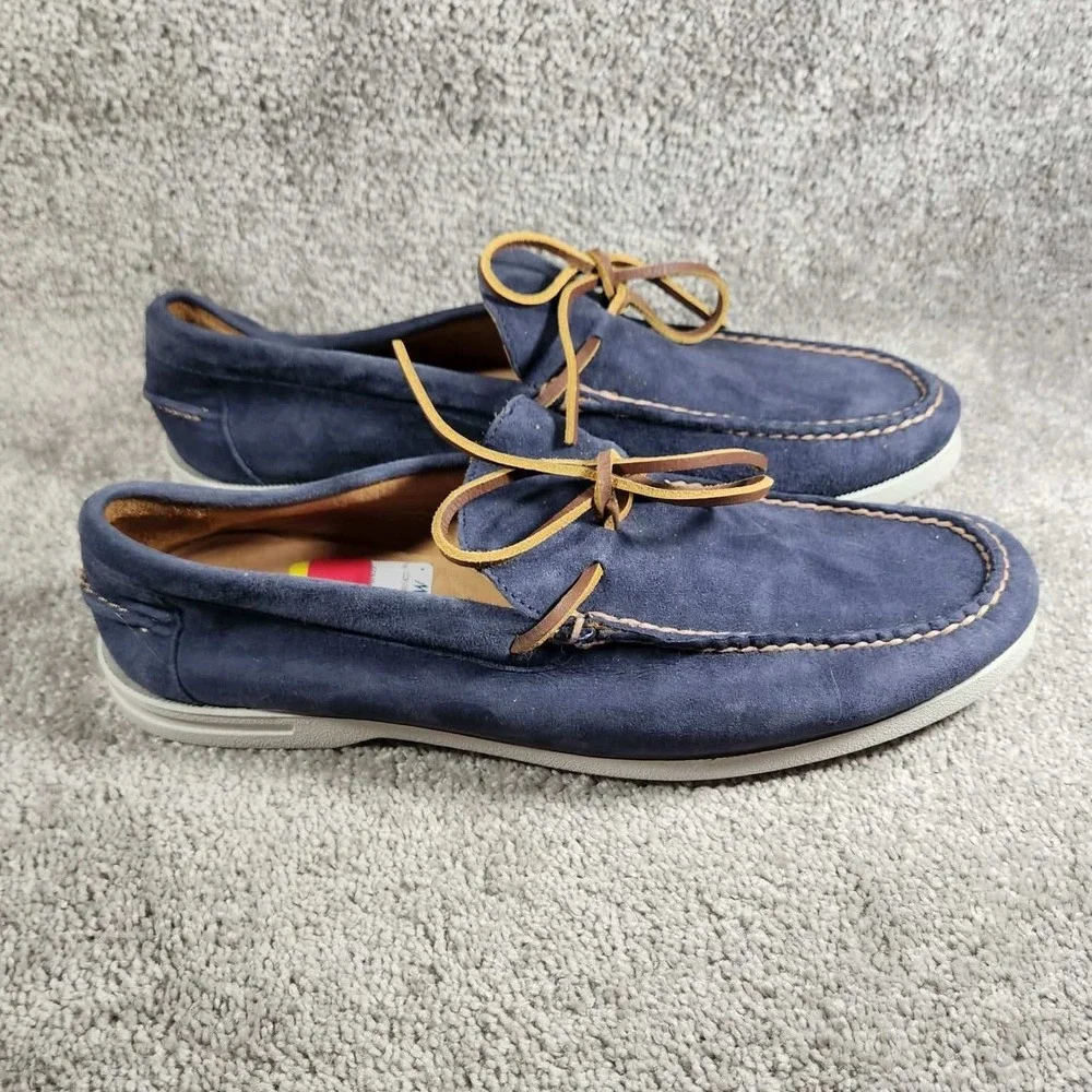 Peter Millar Boat Shoes Navy Blue Suede Leather Lace Loafers Mens 9 M